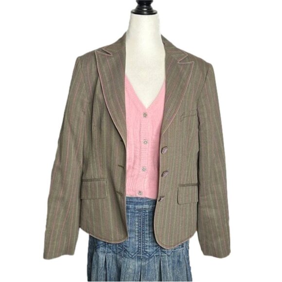 Marc Aurel Jackets & Blazers - Marc Aurel Taupe with Pink Stripe  Blazer